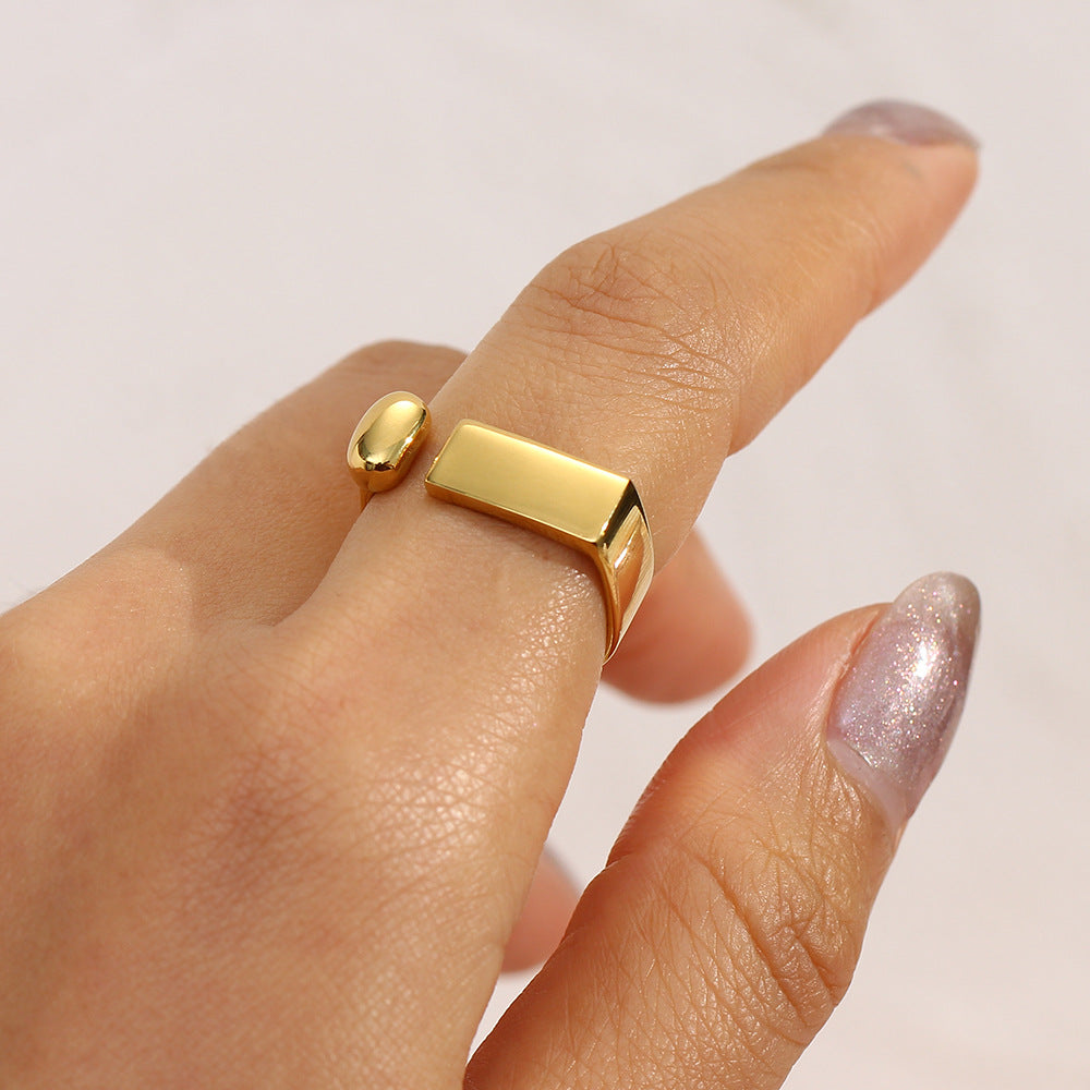 Wholesale Stainless Steel 18K Gold Plated Geometric Strip Open Ring